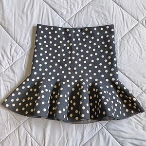 Polka Dot Flare Skirt - Black and White